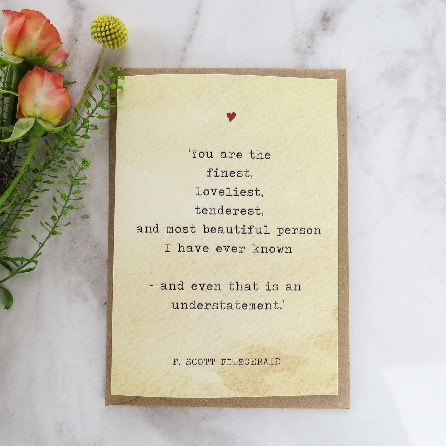 Literature Lovers Card F.Scott Fitzgerald Quote Valentines